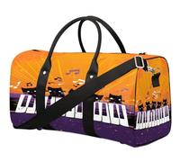 Bolsa de viaje con diseño de gato y piano musical para mujeres, hombres, niñas, niños, fin de semana, bolsa de equipaje de 22,7 L, bolsa de equipaje para deportes, gimnasio, yoga, color, 22.7L,