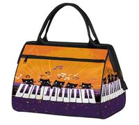 Bolsa de viaje con diseño de gato y piano musical para mujeres, hombres, niños, niñas, fin de semana, bolsa de viaje de 24 L para deportes, gimnasio, yoga, color, Big, Organizador de bolsas