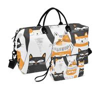 Bolsa de viaje con diseño de gatos dibujados a mano con bolsa de almacenamiento, bolsa de fin de semana, bolsa de noche para hombres y mujeres, viajes, deportes, yoga, multicolor, Talla única