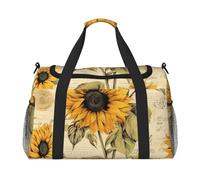 Bolsa de viaje con diseño de girasoles, flores amarillas, para gimnasio, fin de semana, para hombres y mujeres, equipaje de mano ligero para entrenamiento y vacaciones