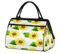 Bolsa de viaje con diseño de hojas de girasol para mujeres y hombres, 24 L, diseño de girasol, bolsa de fin de semana, bolsa deportiva para gimnasio, viajes, durante la noche, color, 24 L, Organizador