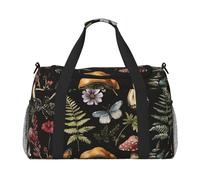 Bolsa de viaje con diseño de hongos y mariposas, hojas de flores del bosque, bolsa de fin de semana, para hombres y mujeres, equipaje de mano ligero para entrenamiento y vacaciones