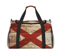 Bolsa de viaje con diseño de la bandera del estado de Alabama en grano de madera vieja, bolsa de viaje, bolsa de fin de semana, bolsa de gimnasio, bolsa de viaje, esencial para mujeres y hombres,