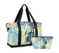 Bolsa de viaje con diseño de la Estatua de la Libertad para fin de semana con bolsa de aseo para deportes, multifuncional, Statue of Liberty, 1 size