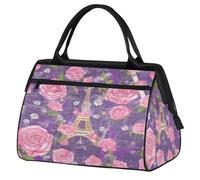 Bolsa de viaje con diseño de la Torre Eiffel de lavanda rosa para mujeres, hombres, niños y niñas, bolsas de fin de semana, bolsa de viaje de 24 L para deportes, gimnasio, yoga, color, Big,