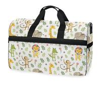 Bolsa de viaje con diseño de león, jirafa, mono y cocodrilo, para hombres, mujeres, niños, niñas, adolescentes, bolsa de gimnasio deportiva de gran tamaño con compartimento para zapatos, bolsa de