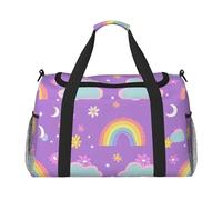 Bolsa de viaje con diseño de luna y arco iris, diseño de nubes de caricaturas, para gimnasio, durante la noche, para hombres y mujeres, equipaje de mano ligero para entrenamiento y vacaciones