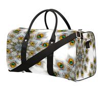 Bolsa de viaje con diseño de mandala de plumas de pavo real para mujeres, hombres, niñas, niños, bolsas de fin de semana, 22.7 L, bolsa de equipaje de cabina para deportes, gimnasio, yoga, color, 22.7