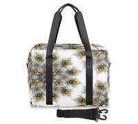 Bolsa de viaje con diseño de mandala de plumas de pavo real para mujeres, hombres, niñas y niños, bolsa de fin de semana, bolsa de viaje de 32 L, bolsa grande para viajes, deportes, gimnasio, color,