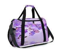 Bolsa de viaje con diseño de mariposa de orquídea morada para niñas, niños, mujeres y hombres, bolsa de fin de semana, bolsa de hombro para viajes, deportes, gimnasio