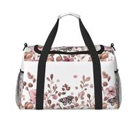 Bolsa de viaje con diseño de mariposa rosa, jirafa, flores, gimnasio, durante la noche, para hombres y mujeres, equipaje de mano ligero para entrenamiento y vacaciones
