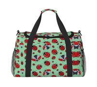 Bolsa de viaje con diseño de mariquitas rojas sobre fondo azul, bolsa de compras grande reutilizable, bolsa de vacaciones, bolsa deportiva con correa cruzada ajustable