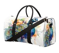 Bolsa de viaje con diseño de pájaro pavo real de acuarela para mujeres, hombres, niñas, niños, bolsas de fin de semana de 22.7 L, bolsa de equipaje de cabina para deportes, gimnasio, yoga, color, 22.7