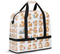 Bolsa de viaje con diseño de perros lindos para mujeres y hombres, bolsa de fin de semana, plegable, separada, 47 L, bolsa de mano para deportes, gimnasio, yoga, color, 47 L, Organizador de bolsas
