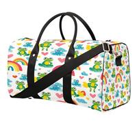 Bolsa de viaje con diseño de ranas y corazón arcoíris para mujeres, hombres, niñas, niños, fin de semana, bolsa de equipaje de 22.7 L, bolsa de equipaje para deportes, gimnasio, yoga, color, 22.7L,