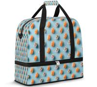 Bolsa de viaje con diseño de salmón y sushi para mujeres y hombres, bolsa de fin de semana, plegable, separada, 47 L, bolsa de mano para deportes, gimnasio, yoga, color, 47 L, Organizador de bolsas