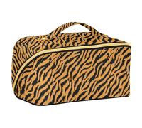 Bolsa de viaje con diseño de tigres de animales, color dorado, negro, con divisores, elegante bolsa de cosméticos de viaje para mujer, vertical no empotrado