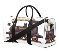 Bolsa de viaje con diseño de tren antiguo de dibujos animados para mujeres, hombres, niñas, niños, fin de semana, bolsa de noche, bolsa de equipaje para deportes, gimnasio, yoga, color, 22.7L,