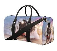Bolsa de viaje con diseño de tren de vapor al atardecer para mujeres, hombres, niños y niñas, tren viejo de 22.7 L, bolsa de fin de semana, bolsa de hombro para deportes, gimnasio, viajes, color, 22.7