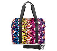 Bolsa de viaje con diseño de zorro divertido de leopardo para mujeres y hombres, bolsas de fin de semana coloridas de 32 L, bolsa de cabina grande para deportes, gimnasio, yoga, color, (32 L) UK,