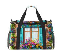 Bolsa de viaje con diseño floral Window Bliss resistente al agua, compacta, para deportes, gimnasio y fin de semana para hombres y mujeres