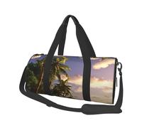 Bolsa de viaje con dos mariposas y setas, bolsa de viaje para hombres y mujeres, bolsa de deporte de gran capacidad, bolsa de lona para viajes, yoga, Hay palmeras y árboles, Talla única