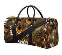 Bolsa de viaje con estampado animal para mujeres, hombres, niñas, niños, plumas de pavo real, estampado de tigre, fin de semana, bolsas de noche de 22,7 L, bolsa de equipaje de cabina para deportes,