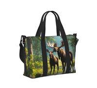 Bolsa de viaje con estampado de alce y oso de ciervo, bolsa de mano para fin de semana, para viajes, gimnasio, yoga
