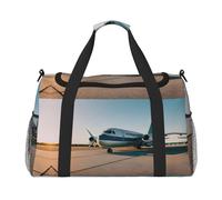Bolsa de viaje con estampado de avión, bolsa de fin de semana, bolsa de gimnasio, bolsa de noche, artículos esenciales de viaje para mujeres y hombres, Black, Talla única