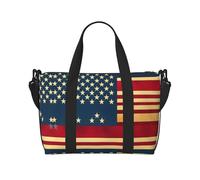 Bolsa de viaje con estampado de bandera americana, bolsa de equipaje de mano, bolsa de gimnasio, bolsa de fin de semana, Negro -, Talla única