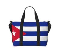 Bolsa de viaje con estampado de bandera cubana, bolsa de lona de entrenamiento, bolsa de hombro para noche, bolsa de fin de semana para mujeres y hombres, Negro -, Talla única