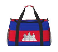 Bolsa de viaje con estampado de bandera de Camboya para fin de semana, para viajes, mujeres y hombres, gimnasio, bolsa de equipaje de mano, Black, Talla única