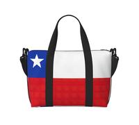 Bolsa de viaje con estampado de bandera de Chile, bolsa de lona de entrenamiento, bolsa de hombro para noche, bolsa de fin de semana para mujeres y hombres, Negro -, Talla única