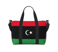 Bolsa de viaje con estampado de bandera de Libia, bolsa de equipaje, bolsa de gimnasio, bolsa de fin de semana, bolsa de noche, color negro, talla única, Negro, One Size