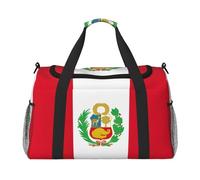 Bolsa de viaje con estampado de bandera de Perú para fin de semana, para viajes, mujeres, hombres, gimnasio, equipaje de mano, Black, Talla única