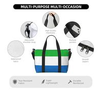 Bolsa de viaje con estampado de bandera de Sierra Leona, bolsa de viaje para artículos personales, para viajes, gimnasio, deportes, fin de semana, Black, Talla única