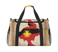 Bolsa de viaje con estampado de bandera de Timor-Leste Map01, bolsa de viaje para gimnasio, bolsa de mano acolchada, organizador de bolsa de fin de semana, Negro -, Talla única
