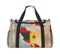 Bolsa de viaje con estampado de bandera de Timor-Leste Map02, bolsa de viaje para gimnasio, bolsa de mano acolchada, organizador de bolsa de fin de semana, Negro -, Talla única