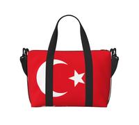 Bolsa de viaje con estampado de bandera de Turquía, bolsa de equipaje de mano, bolsa de gimnasio, bolsa de fin de semana, Negro -, Talla única