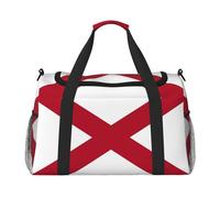 Bolsa de viaje con estampado de bandera del estado de Alabama, bolsa de fin de semana, bolsa de gimnasio, bolsa de noche, artículos esenciales de viaje para mujeres y hombres, Black, Talla única
