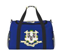 Bolsa de viaje con estampado de bandera del estado de Connecticut, bolsa de fin de semana, bolsa de gimnasio, bolsa de noche, artículos esenciales de viaje para mujeres y hombres, Black, Talla única