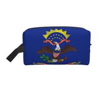 Bolsa de viaje con estampado de bandera del estado de Dakota del Norte, organizador de maquillaje para mujeres y hombres, gran capacidad para cosméticos, accesorios, artículos de tocador, champú y