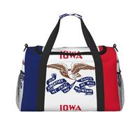 Bolsa de viaje con estampado de bandera del estado de Iowa, para fin de semana, para viajes, mujeres, hombres, gimnasio, equipaje de mano, Black, Talla única