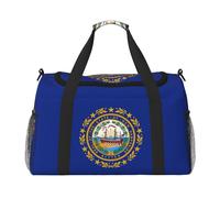 Bolsa de viaje con estampado de bandera del estado de New Hampshire, bolsa de fin de semana, bolsa de entrenamiento, bolsa de yoga, bolsa de lona para artículos personales para Audlts, Black, Talla
