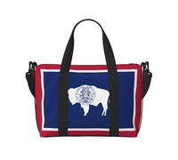 Bolsa de viaje con estampado de bandera del estado de Wyoming, bolsa de equipaje de mano, bolsa de gimnasio, bolsa de fin de semana, bolsa de noche, color negro, talla única, Negro, One Size