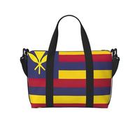 Bolsa de viaje con estampado de bandera del Reino de Hawái, bolsa de lona de entrenamiento, bolsa de hombro para noche, bolsa de fin de semana para mujeres y hombres, Negro -, Talla única