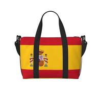 Bolsa de viaje con estampado de bandera española, bolsa de lona de entrenamiento, bolsa de hombro para noche, bolsa de fin de semana para mujeres y hombres, color negro, talla única, Black, Talla