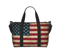 Bolsa de viaje con estampado de bandera estadounidense, bolsa de equipaje, bolsa de gimnasio, bolsa de fin de semana, bolsa de noche, color negro, talla única, Negro, One Size