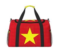 Bolsa de viaje con estampado de bandera vietnamita, bolsa de fin de semana, bolsa de gimnasio, bolsa de noche, artículos esenciales de viaje para mujeres y hombres, Black, Talla única