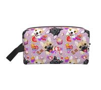 Bolsa de viaje con estampado de bulldog francés, organizador de maquillaje para mujeres y hombres, gran capacidad para cosméticos, accesorios, artículos de tocador, champú y artículos esenciales